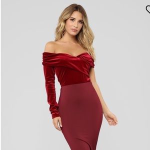 Off the shoulder velvet top